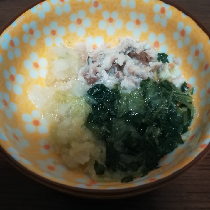 離乳食後期★あじと小松菜白菜スープ